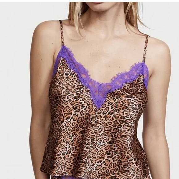 Victoria's Secret Tops - Victoria’s Secret Leopard Print Lace Trim Camisole